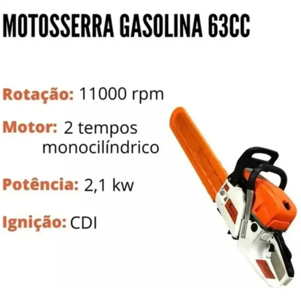 Motosserra à gasolina 63CC sabre 50CM EVMSG2T6320 ImportWay — fotografia 3