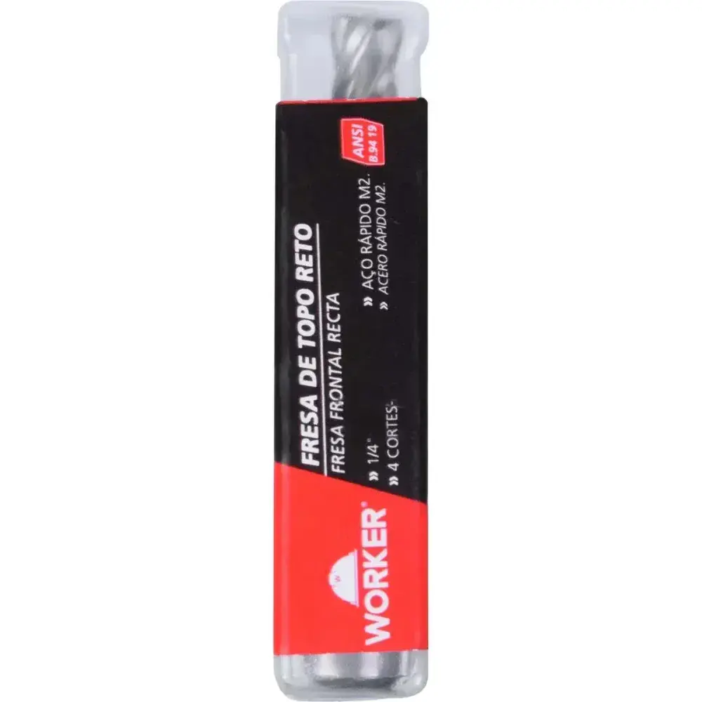 Fresa de topo reto aço rápido 1/4” haste 3/8” Worker — fotografia 12