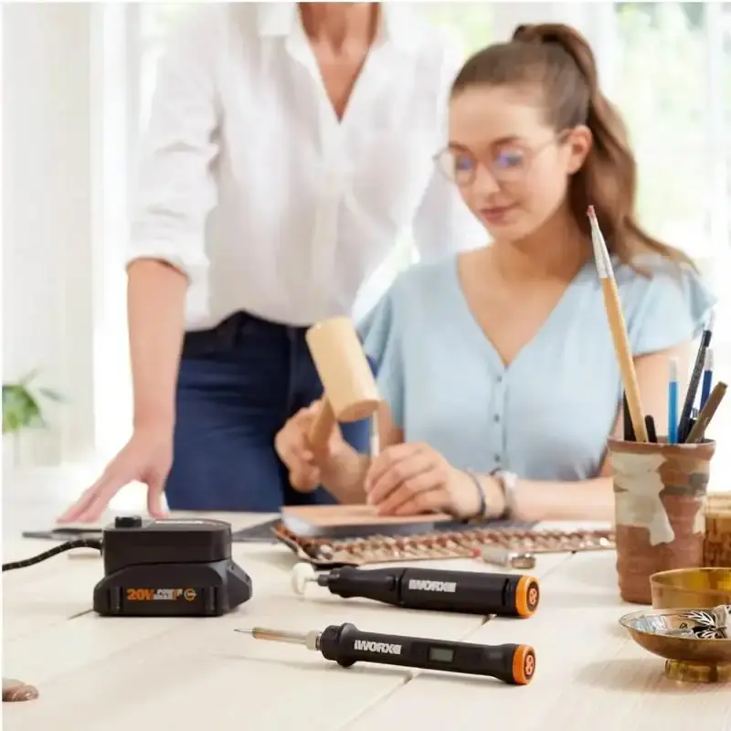 Kit ferro de solda e micro retífica brushless à bateria 20V com bateria carregador bivolt WX988 Worx — fotografia 5
