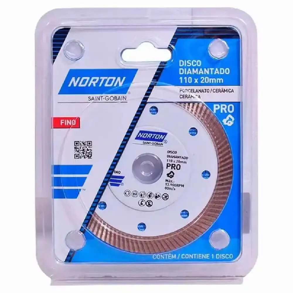 Disco diamantado 4.3/8 POL para porcelanato turbo pro Norton — fotografia 5