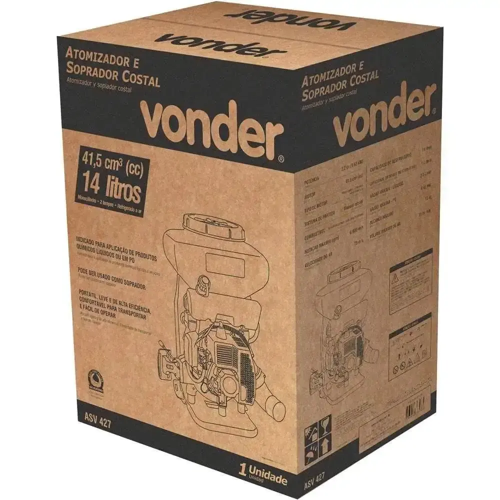 Atomizador e soprador costal 41,5CC 2.2 HP 14 litros Vonder — fotografia 5