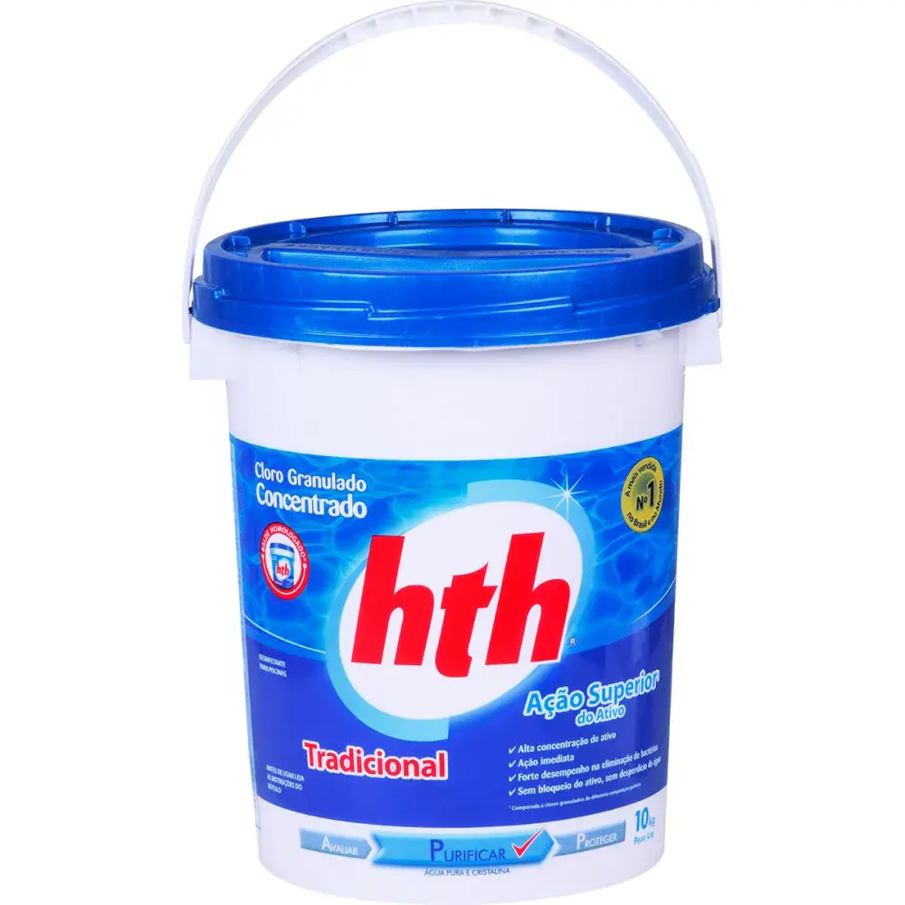 Cloro granulado tradicional de 10KG da HTH