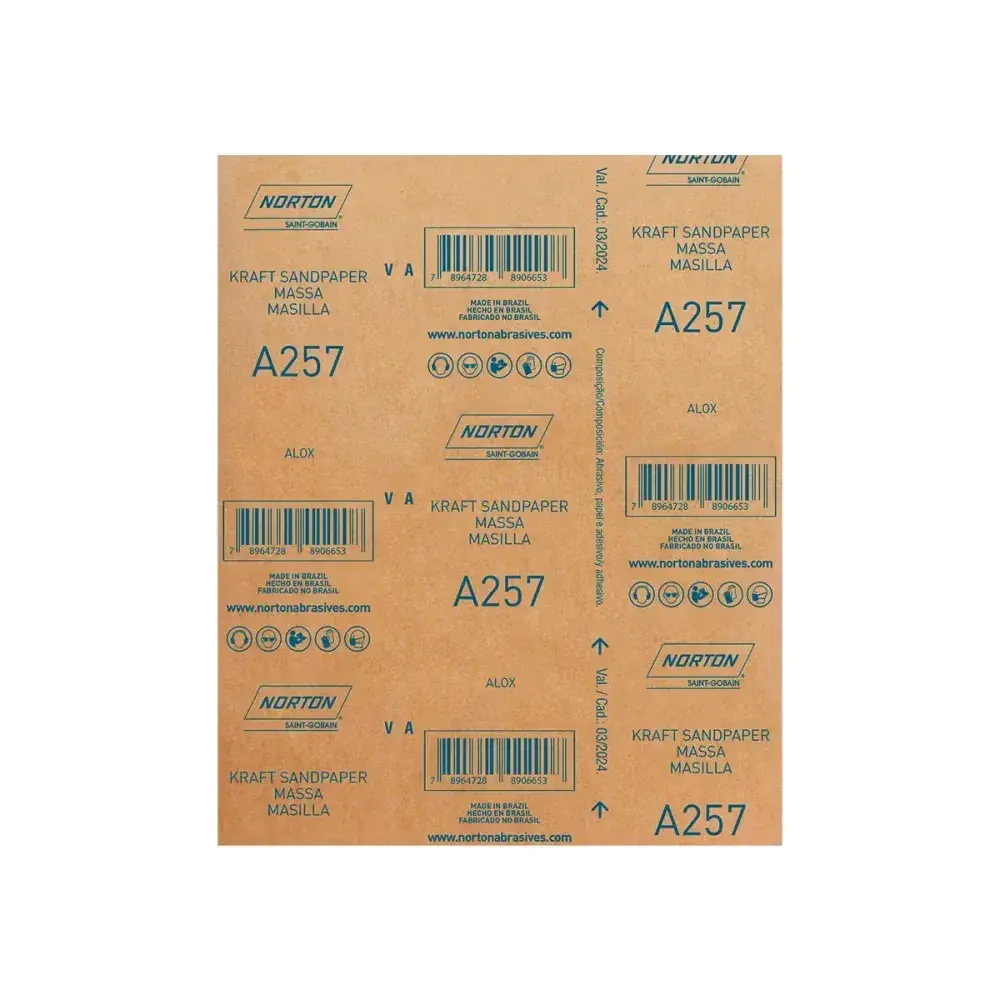 Folha de lixa massa para madeira A257 G40 225X275MM Norton — fotografia 5