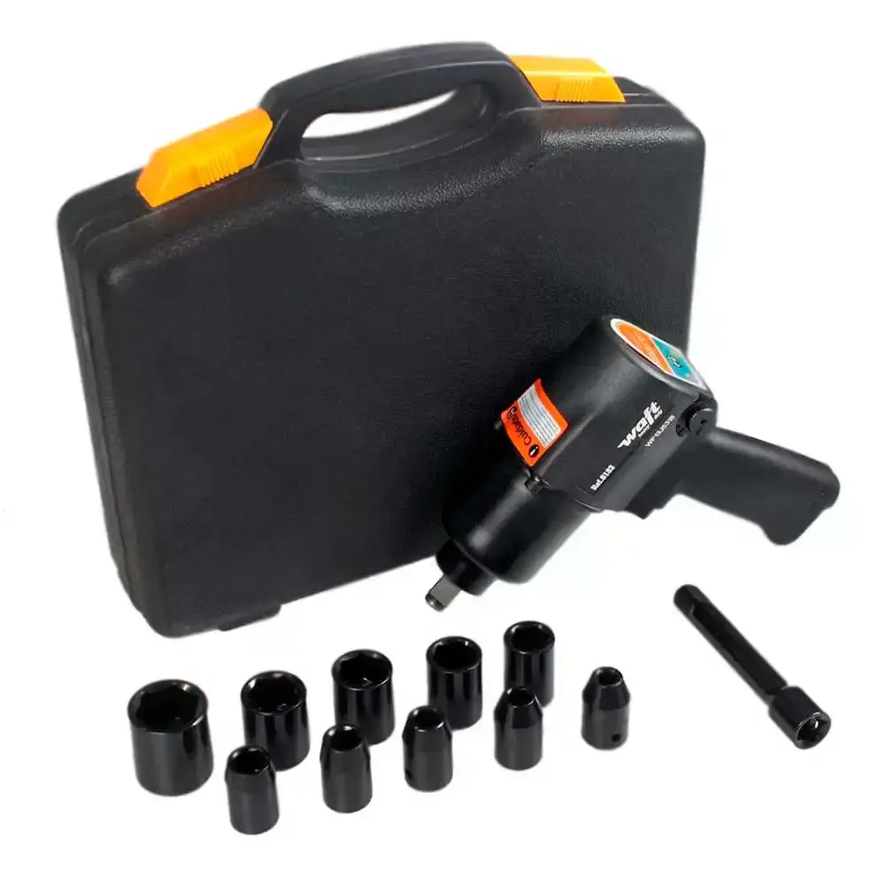 Chave de impacto pneumática 1/2 pol F6183 com jogo de soquetes 14 peças Waft