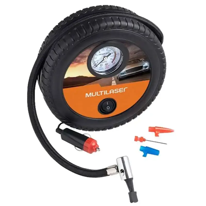 Compressor de ar 12V multiuso automotivo 15L/MIN 150 PSI com 3 bicos roda AU615 Multilaser