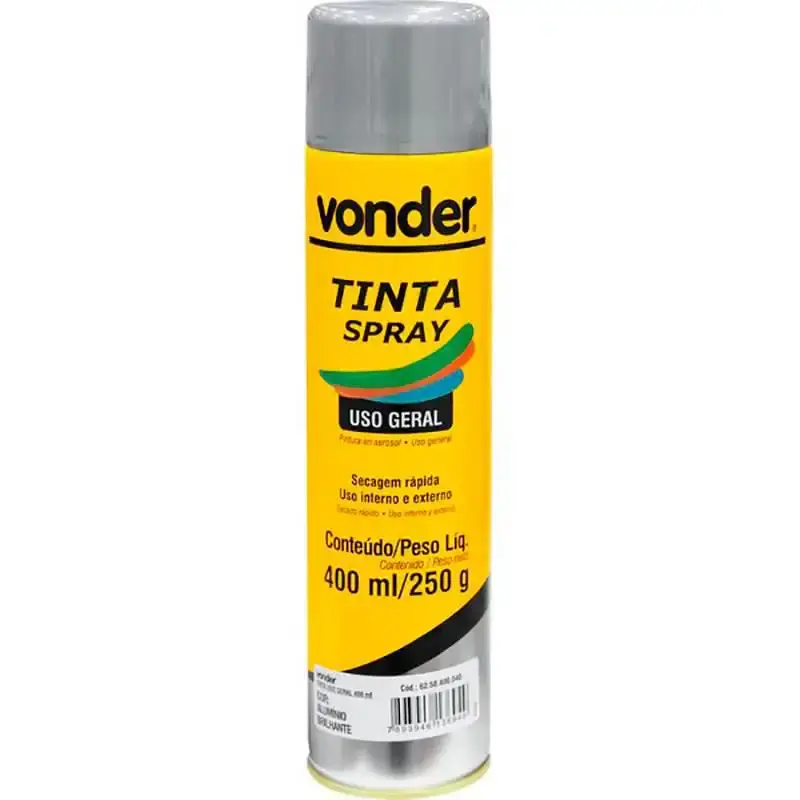 Tinta em spray 400 ML 250 GR alumínio brilhante Vonder — fotografia de referência