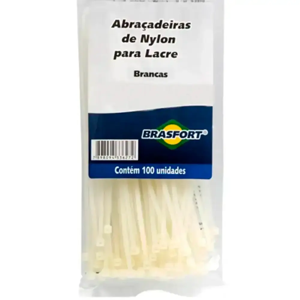 Abraçadeira de Nylon 250 x 4.8 MM Kit 500 Unidades Branco 8636 BRASFORT — fotografia 3