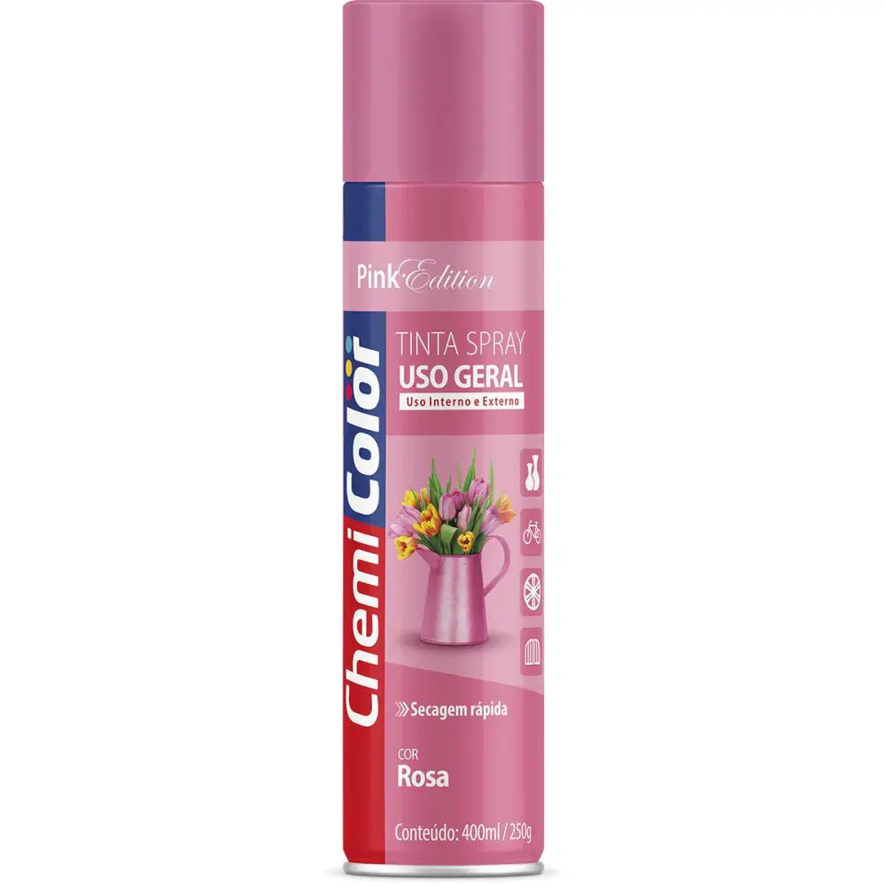 Tinta spray uso geral na cor rosa 400ML da Chemicolor