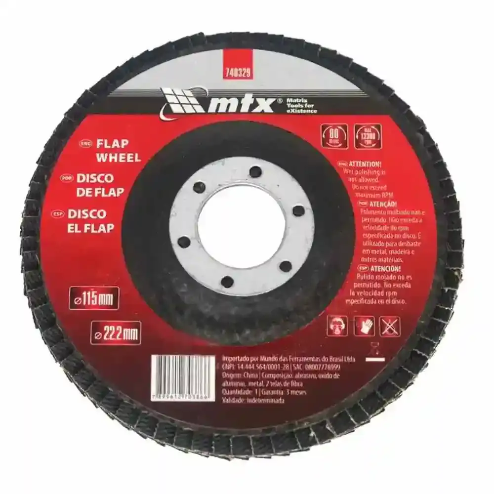 Disco de lixa flap 4.1/2 POL grão 120 740329 MTX — fotografia de referência