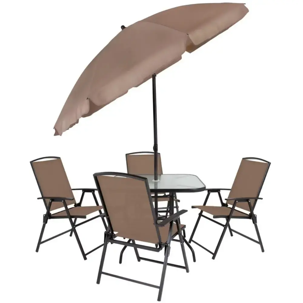 Conjunto de mesa e guarda-sol com 4 cadeiras para jardim acapulco Mor — fotografia 2