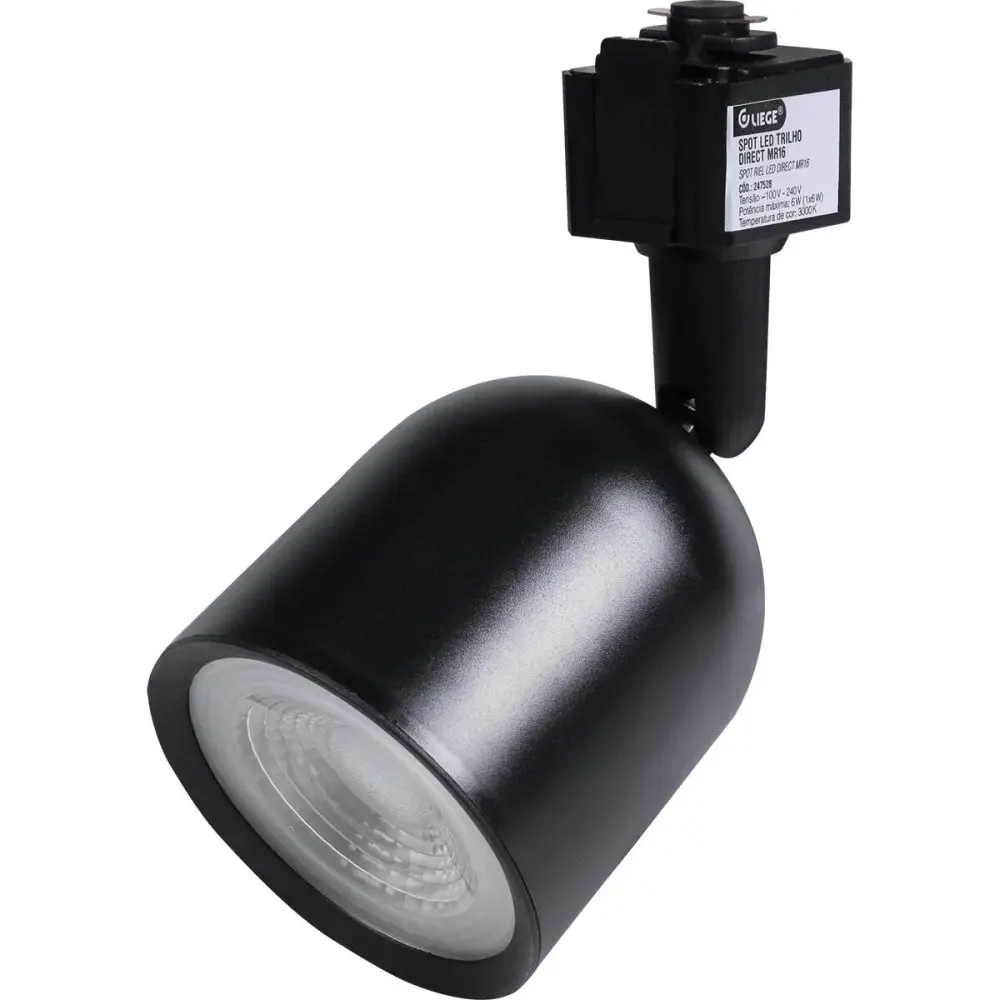 Spot led para trilho 6W 3000K 450LM bivolt preto Liege — fotografia de referência