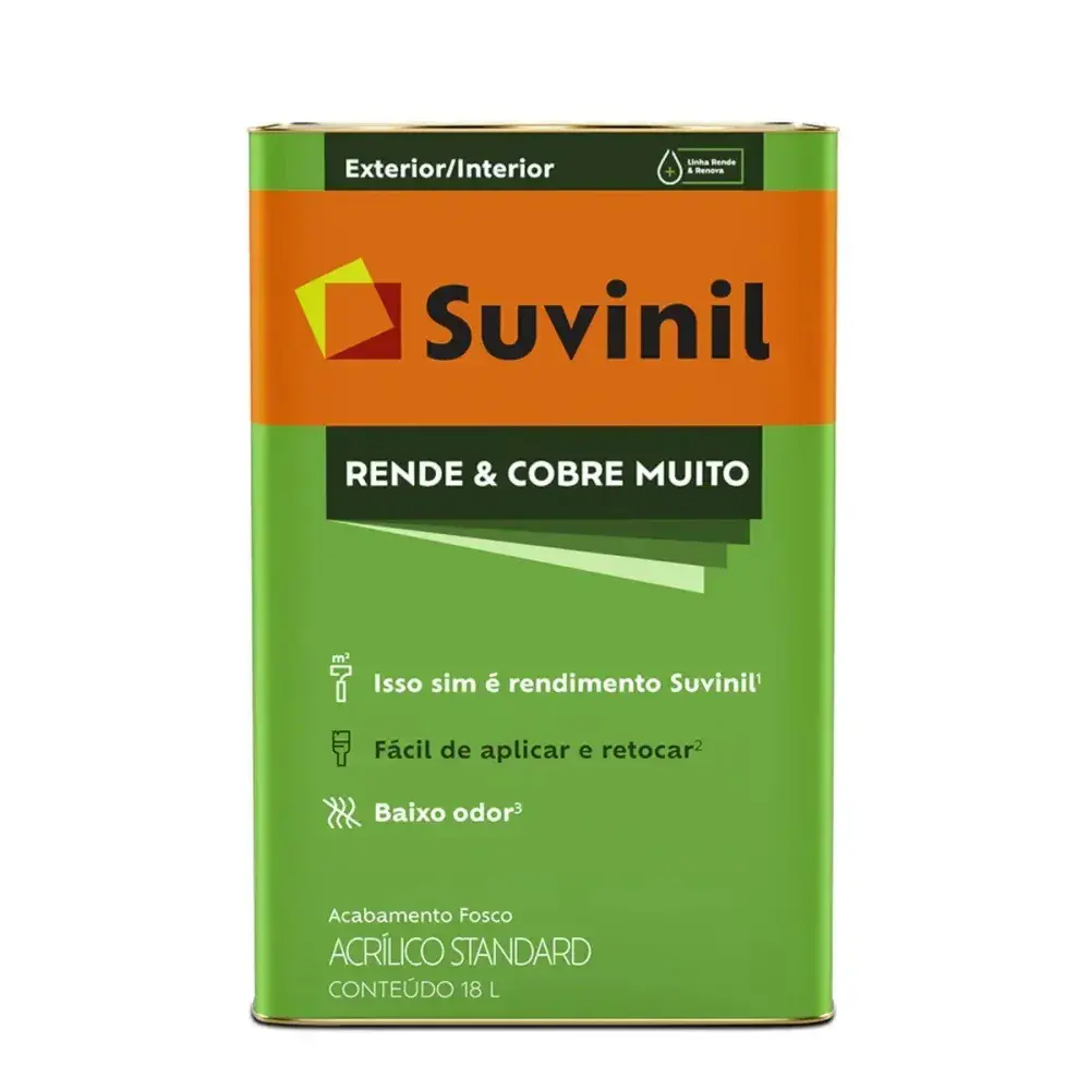 Tinta acrílica rendecobre fosco branca 18L Suvinil — fotografia 3