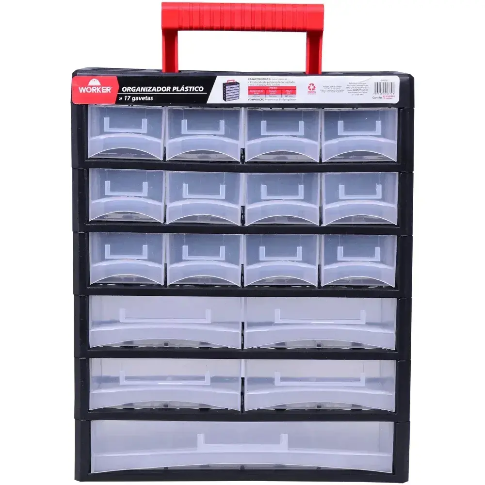 Organizador plástico 17 gavetas 31,5X14X38,5CM Worker — fotografia 8