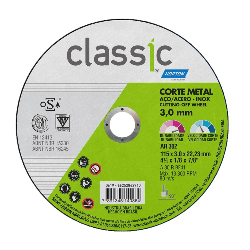 Disco de corte classic AR302 115X3,,23MM Norton — fotografia de referência