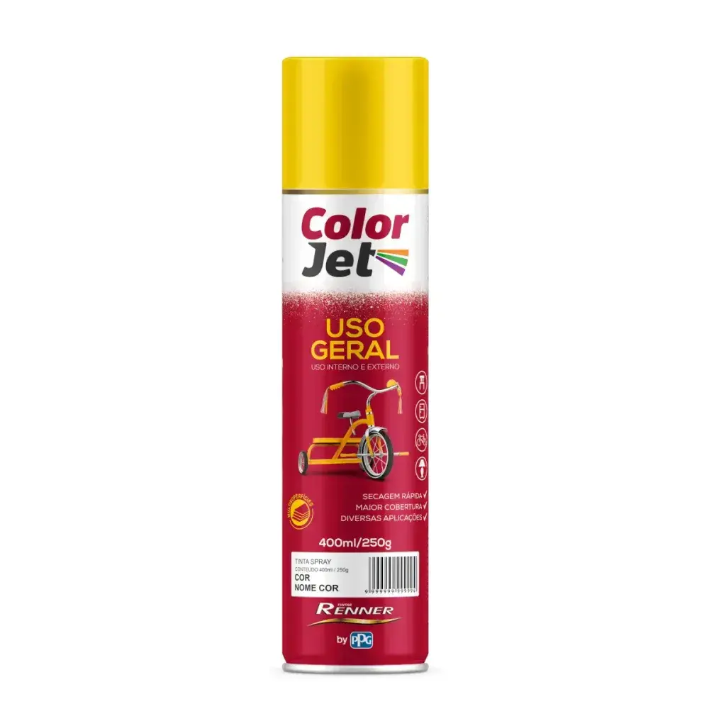 Tinta spray uso geral amarelo brilho color jet Renner — fotografia 2