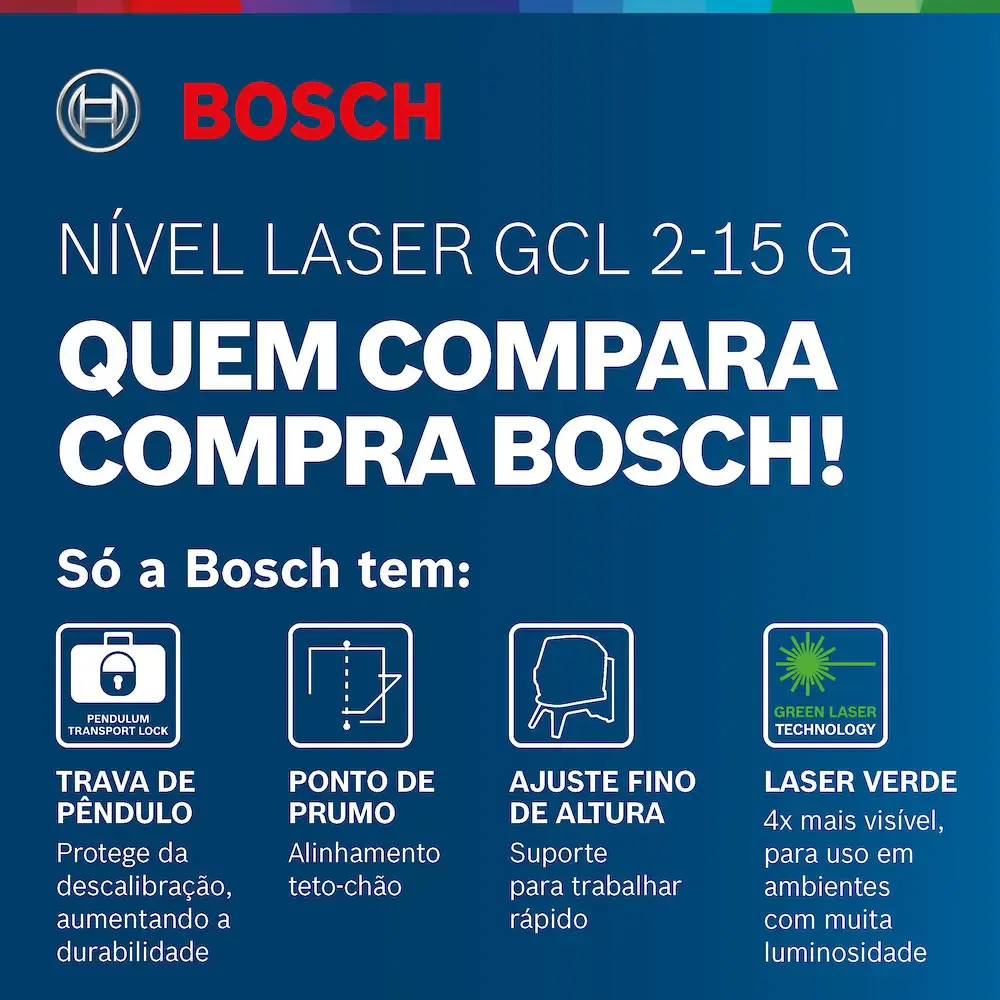 Nível a laser verde Bosch GCL 2-15 G 15m, suporte e maleta — fotografia 10