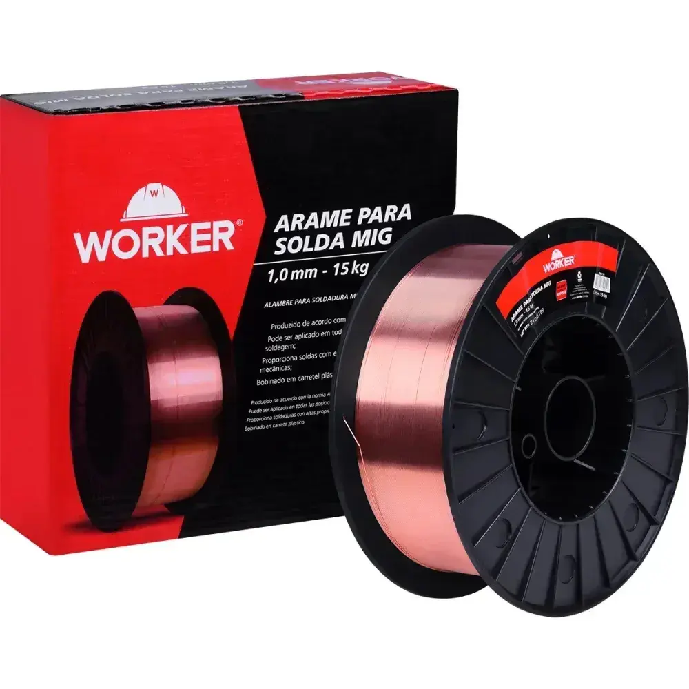 Arame de solda mig carretel plástico 1MM 15KG Worker — fotografia de referência