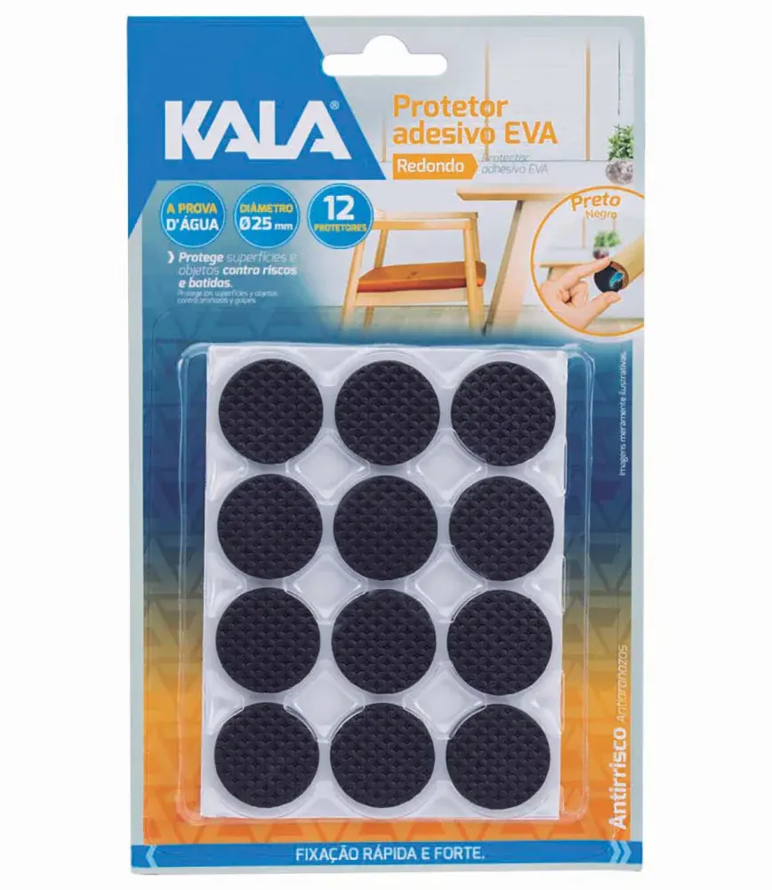 Protetor adesivo eva Kala preto redondo 19MM 12 pcs — fotografia de referência