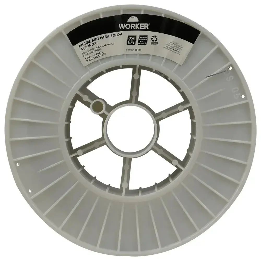Arame de solda mig em aço inox 308L 1MM 15KG Worker — fotografia 5