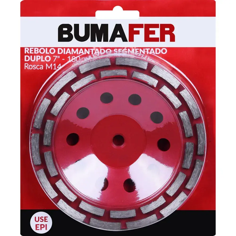 Rebolo diamantado segmentado 7" M14 13200RPM Bumafer — fotografia 8