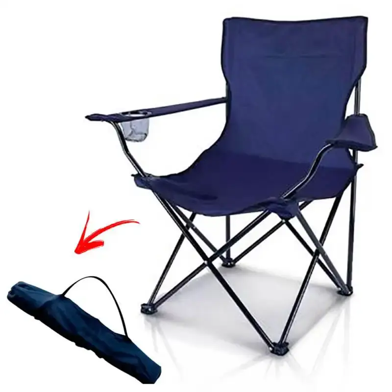 Cadeira de camping dobrável com apoio de braço e porta lata ImportWay