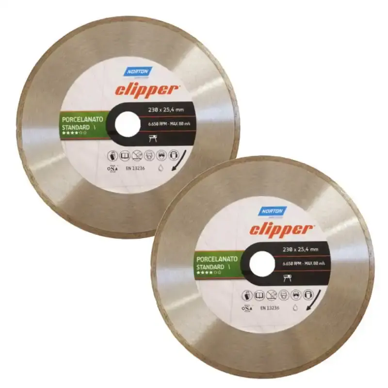 Disco Diamantado 9 POL x 25.4 MM p/ Porcelanato CLIPPER Standard 2 Peças NORTON — fotografia de referência