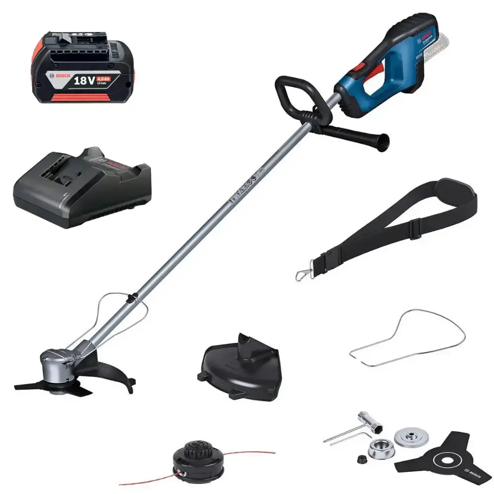 Roçadeira a bateria GFR 18V-23 com bateria 18V 4AH e carregador GAL Bosch — fotografia de referência