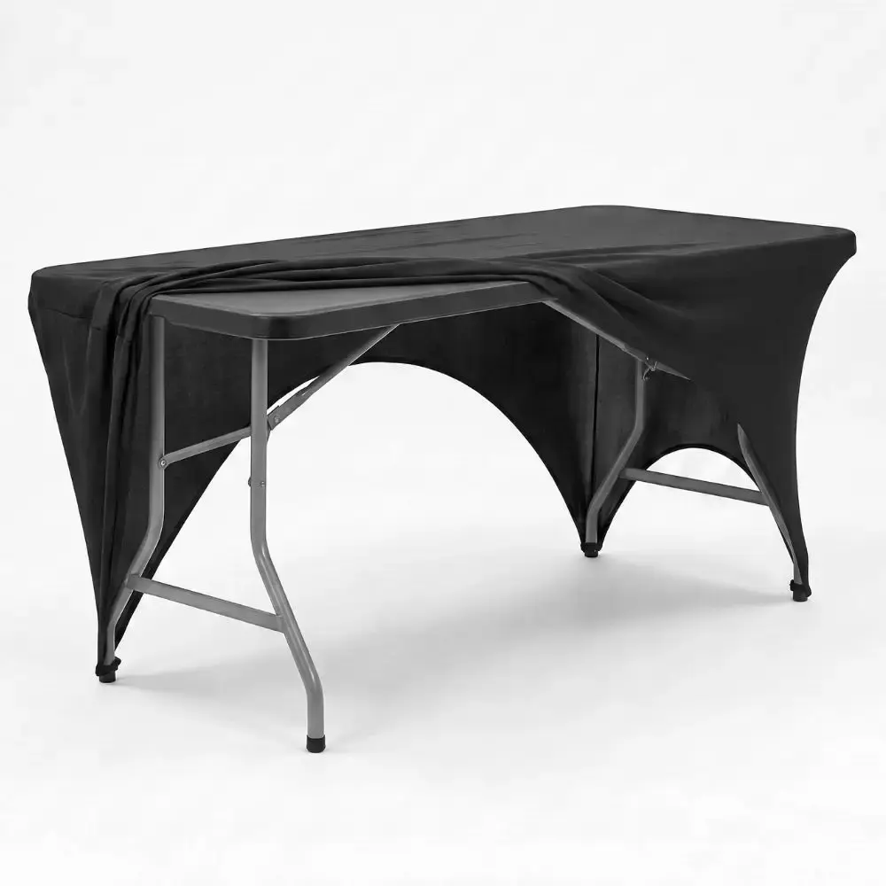 Kit Mesa Dobrável Vira Maleta 180 x 74 x 74 CM com Toalha Capa Retangular Elástica Preta CASA LYS — fotografia 4
