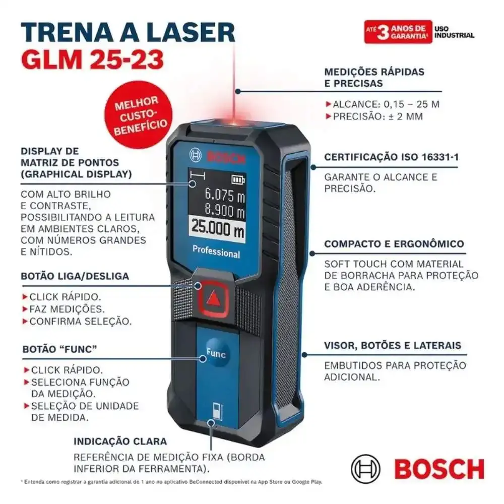 Medidor de distância trena a laser GLM 25-23 com bolsa para ferramentas mini 12POL Bosch — fotografia 8