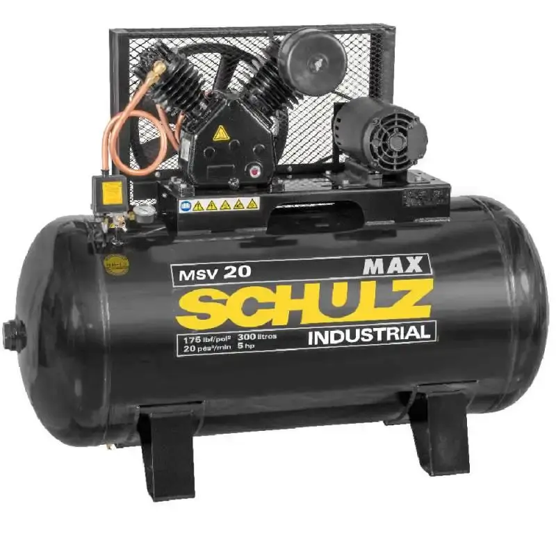 Compressor de ar 5,0 HP 20 pés 300 litros trifásico max MSV 20/300 Schulz — fotografia de referência