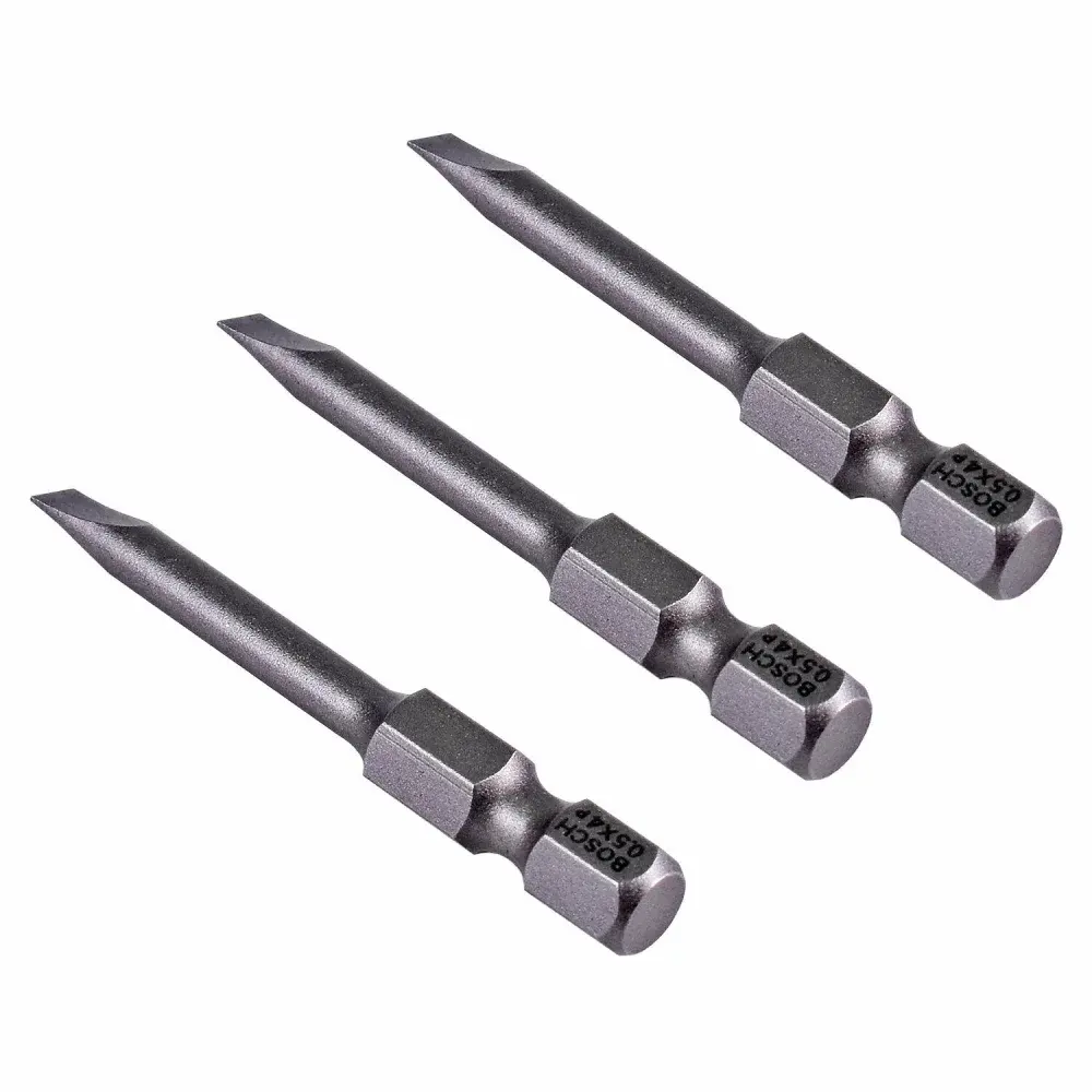 Kit ponta bits fenda sext. 1/4" extra hard 0,5X4,0MM Bosch 3 pçs — fotografia de referência