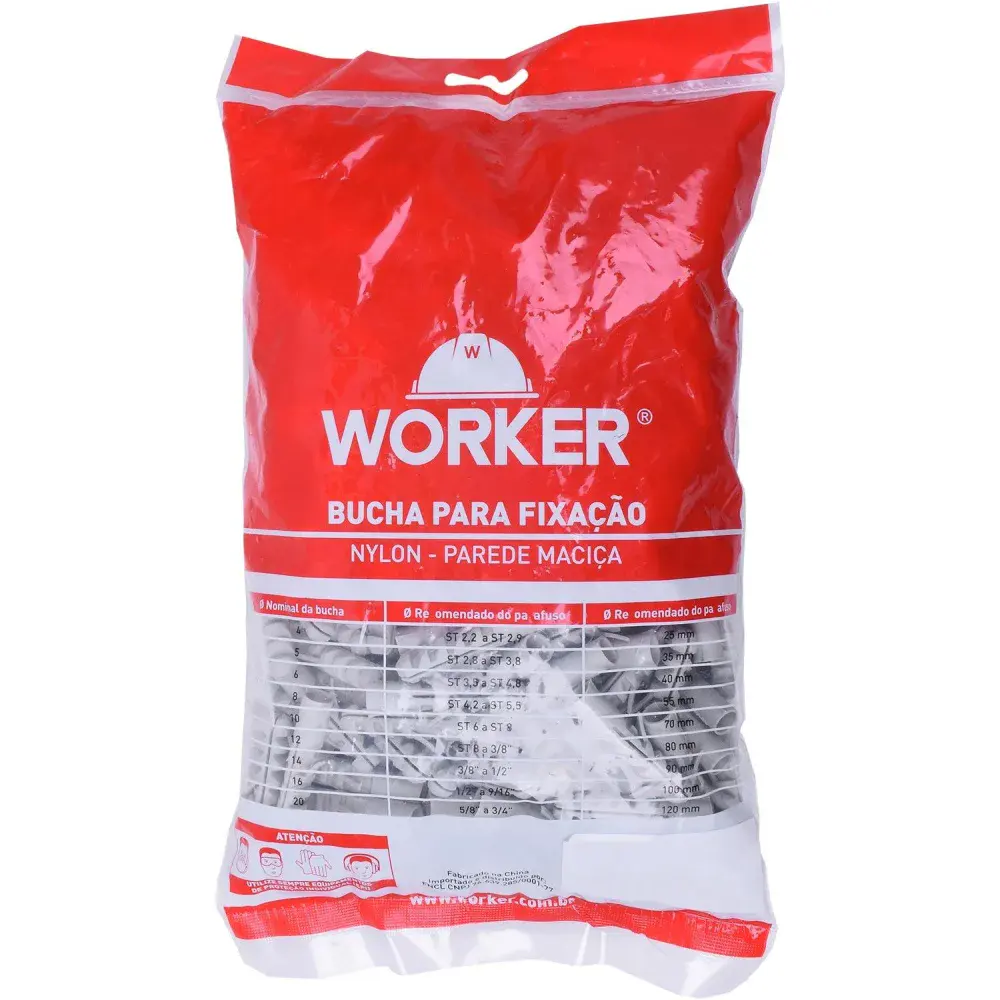 Bucha 10 250 peç nylon parede macica Worker