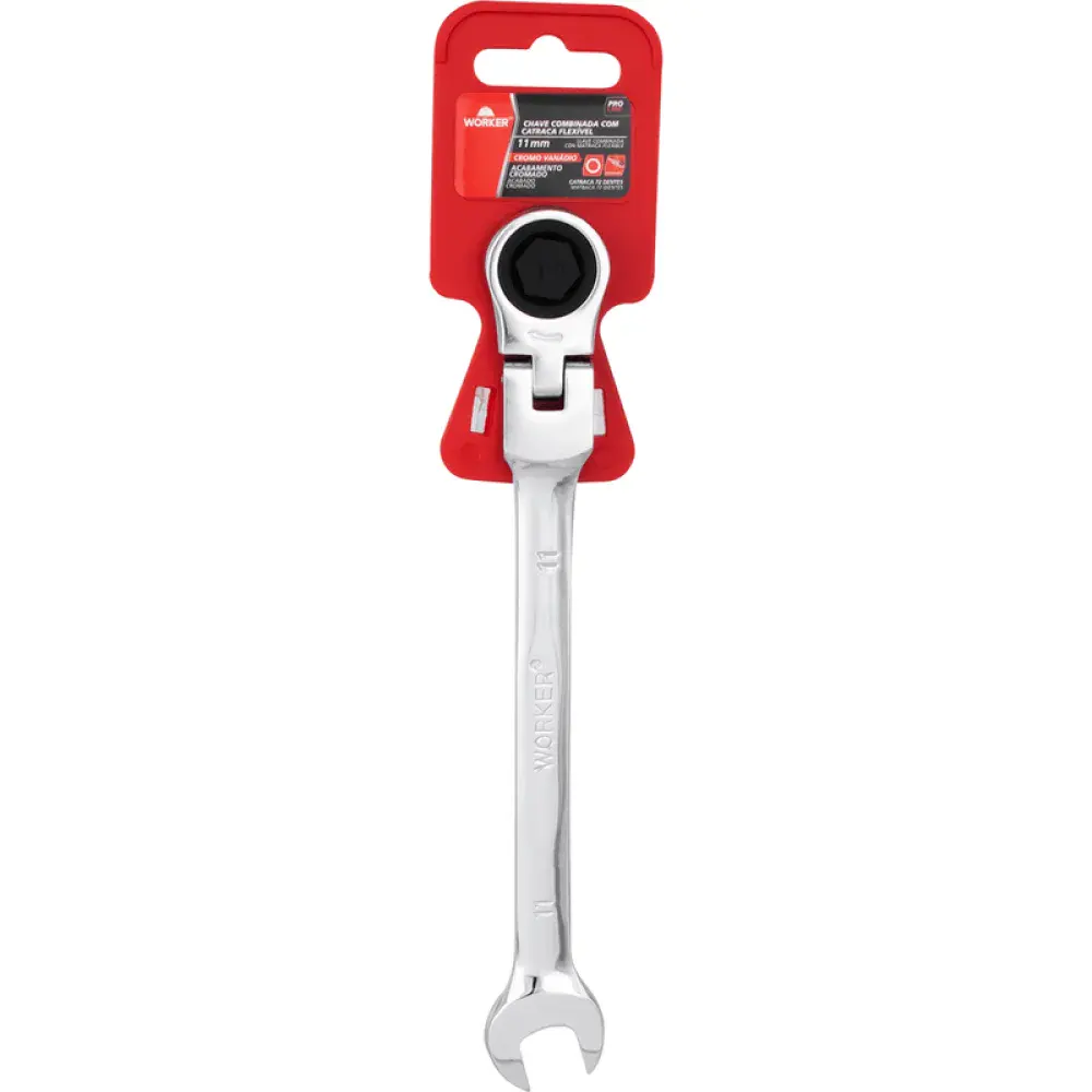Chave combinada com catraca e cabeça flexível 11MM Worker — fotografia 3