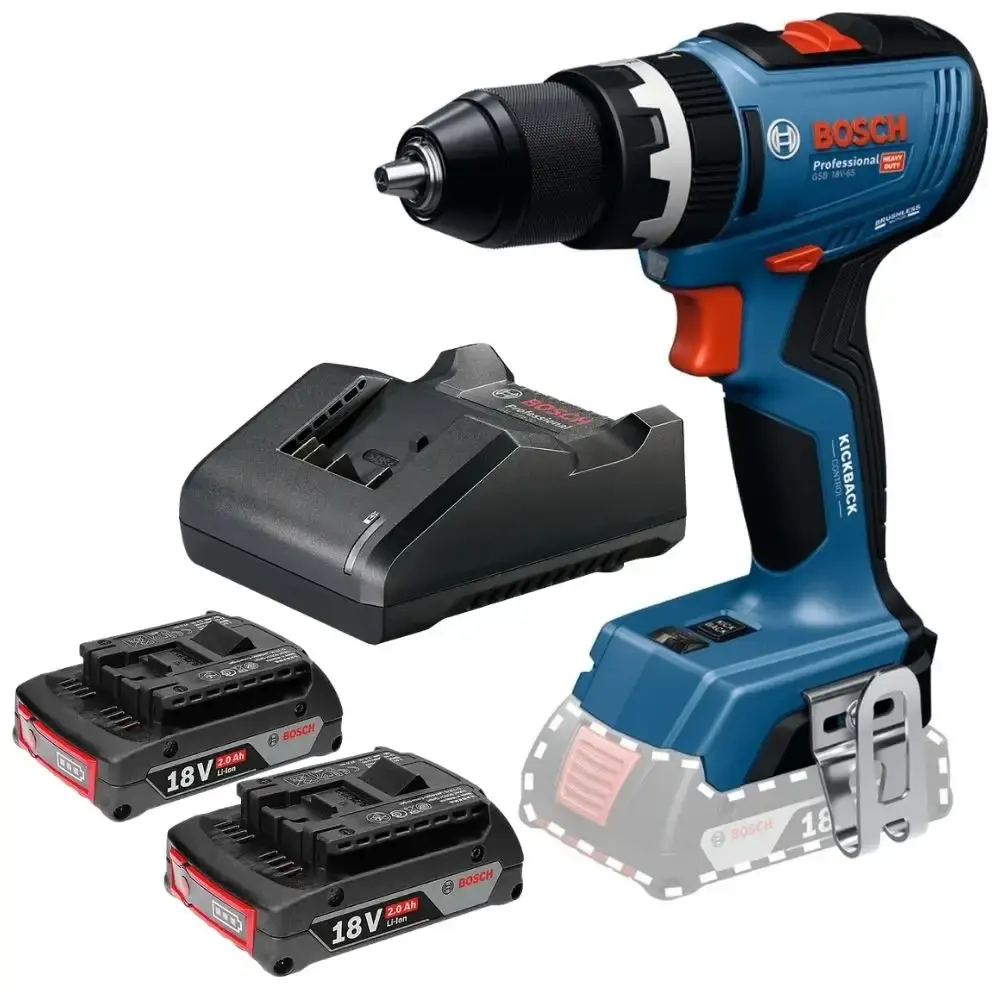 Parafusadeira furadeira de impacto 65NM 18V com 2 baterias 18V 2,0AH e carregador bivolt Bosch