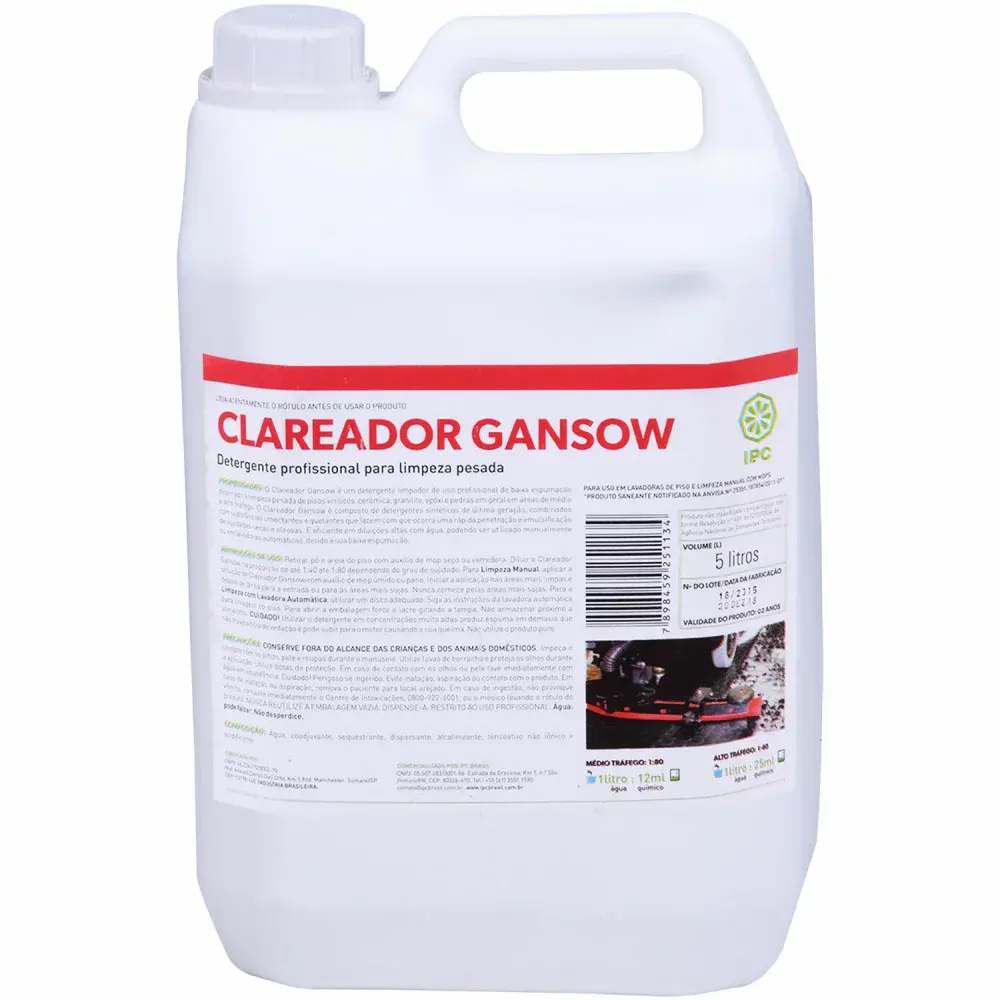 Clareador gansow 5 litros limpeza pesada SBN61841 ipc soteco