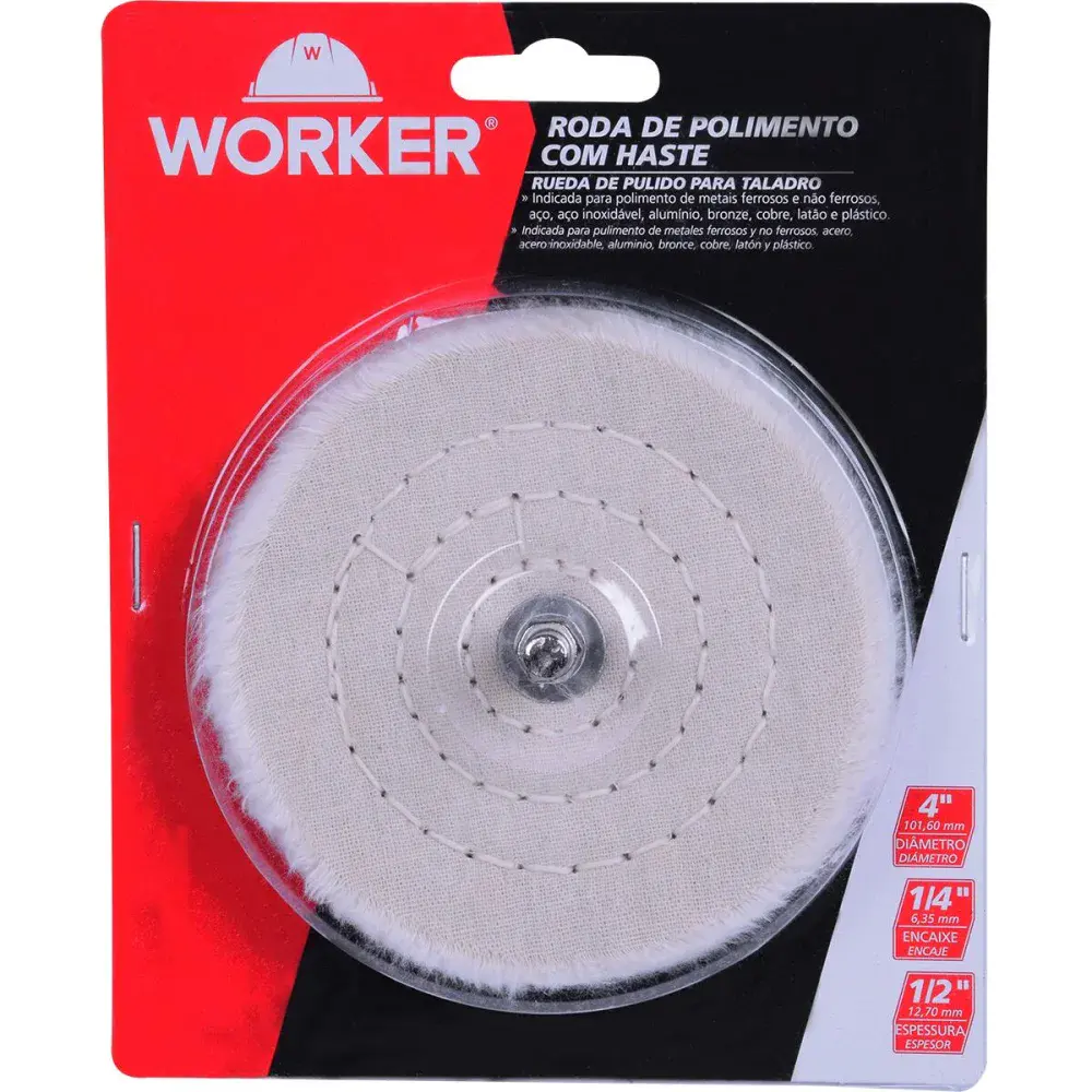 Roda de polimento 4 com haste 1/4 Worker