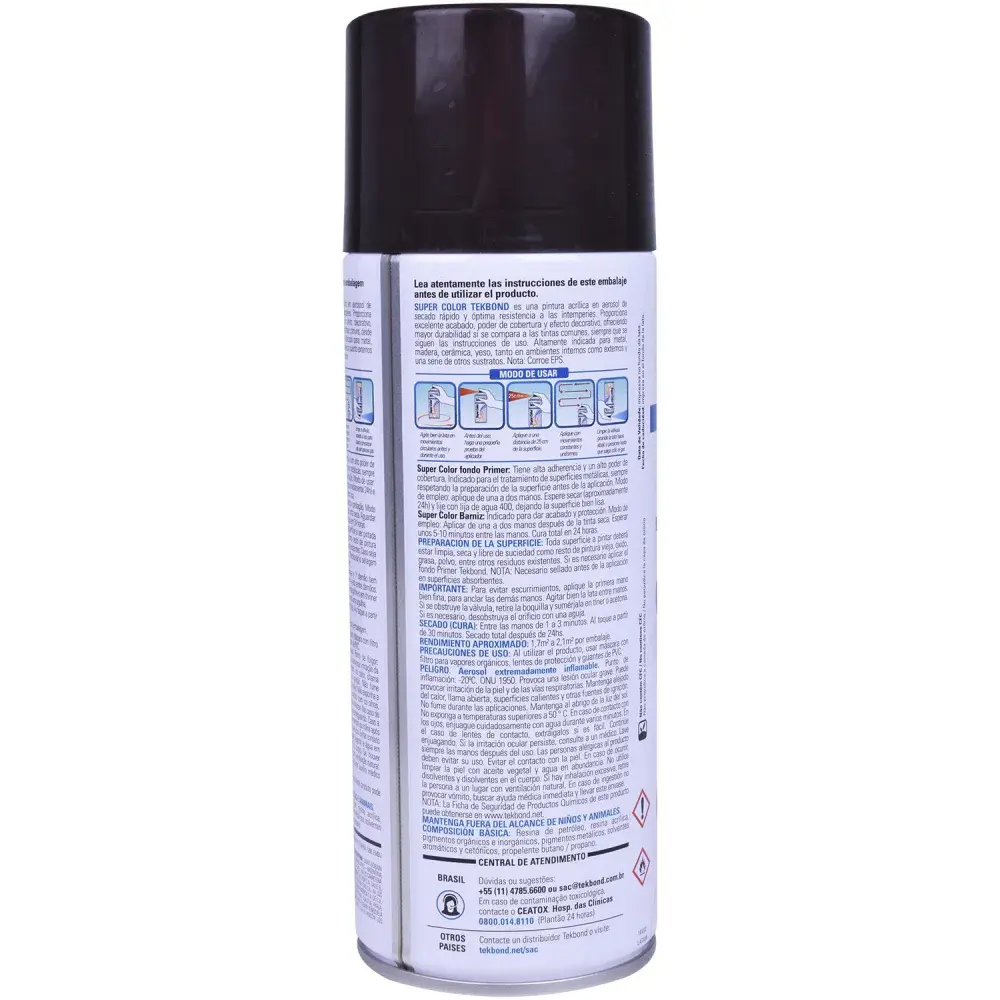 Tinta spray uso geral marrom 350ML Tekbond — fotografia 2