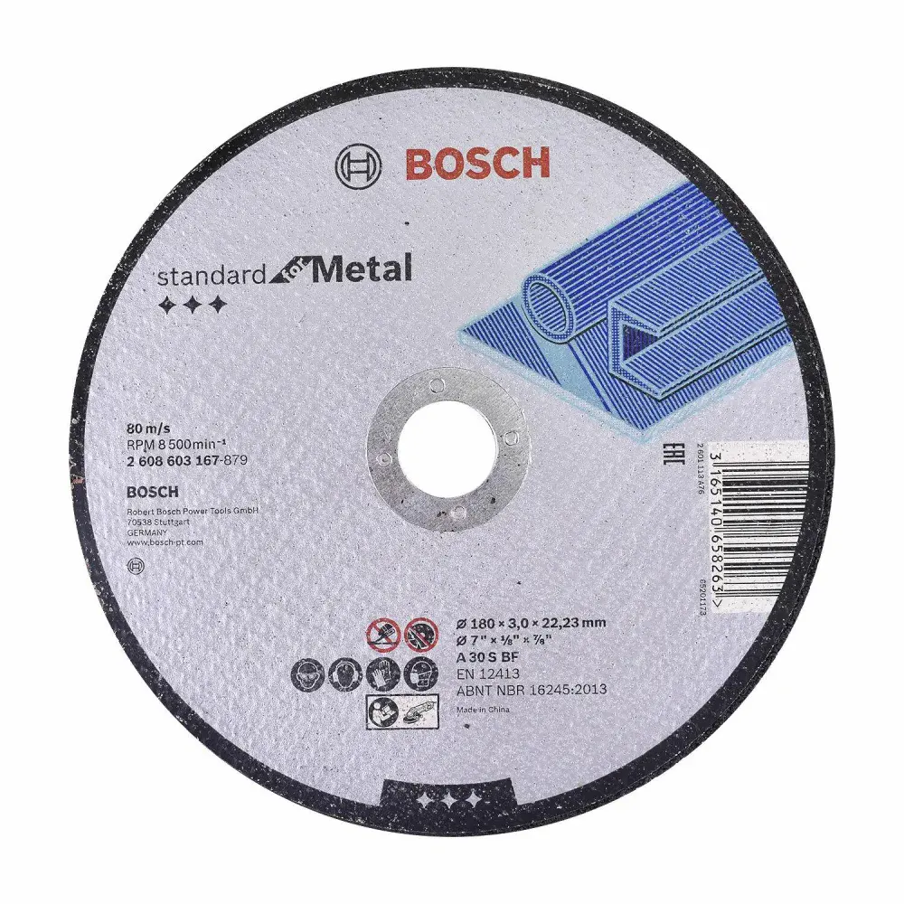 Disco abrasivo para corte em metal 180 x 3MM grão 30 Bosch