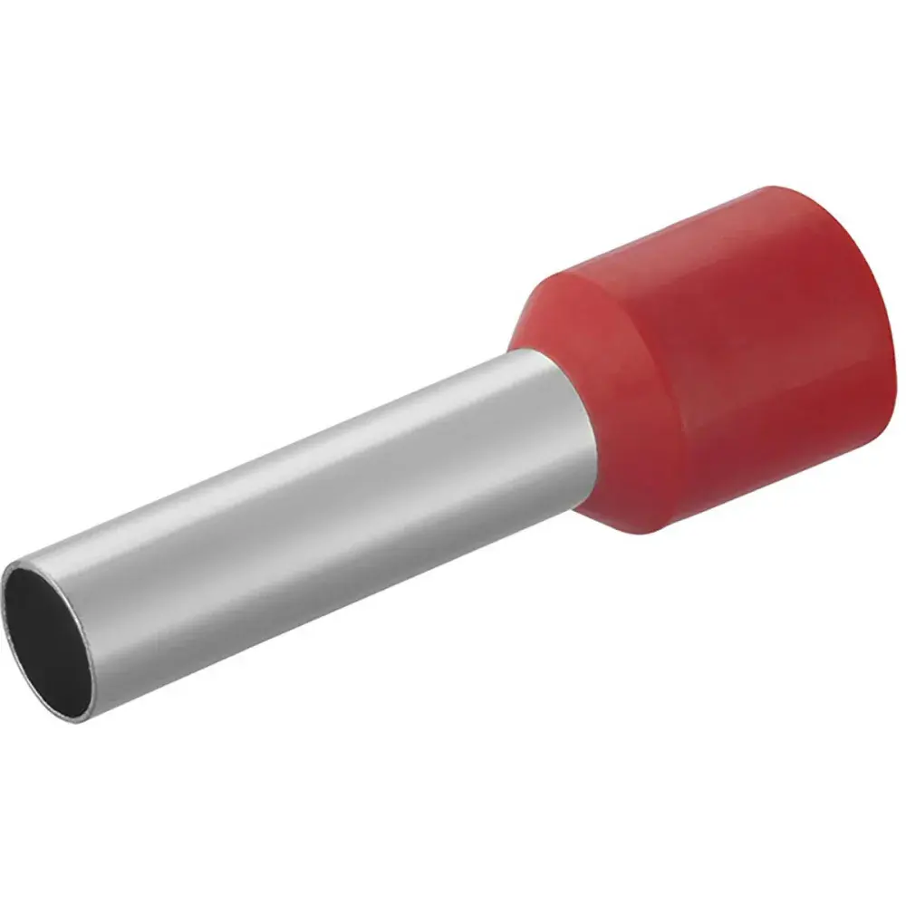 Terminal pré-isolado pino tubular 10MM² vermelho 100 peç Liege — fotografia de referência
