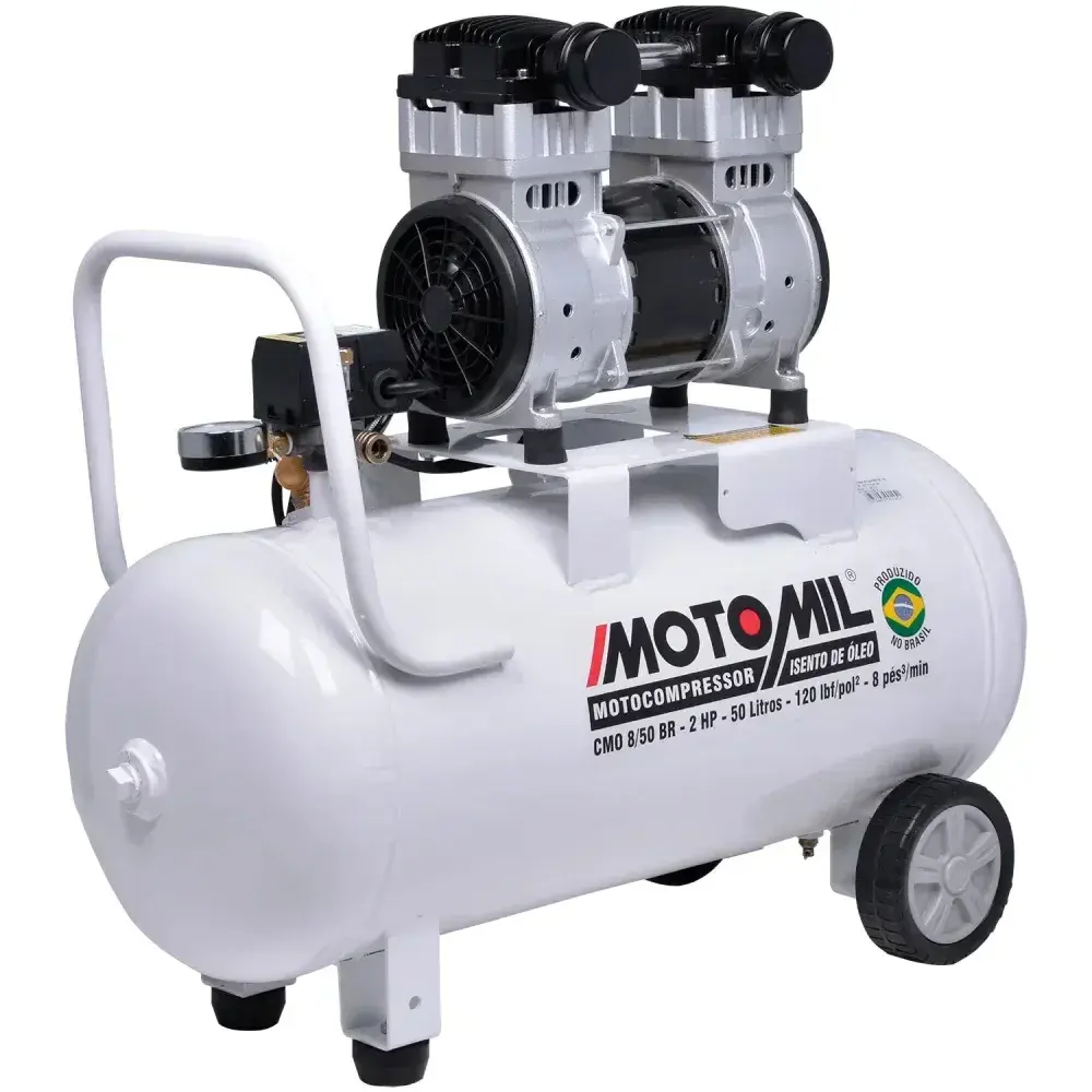 Compressor de ar médico odontológico cmo 8/50 branco MotoMil — fotografia 7