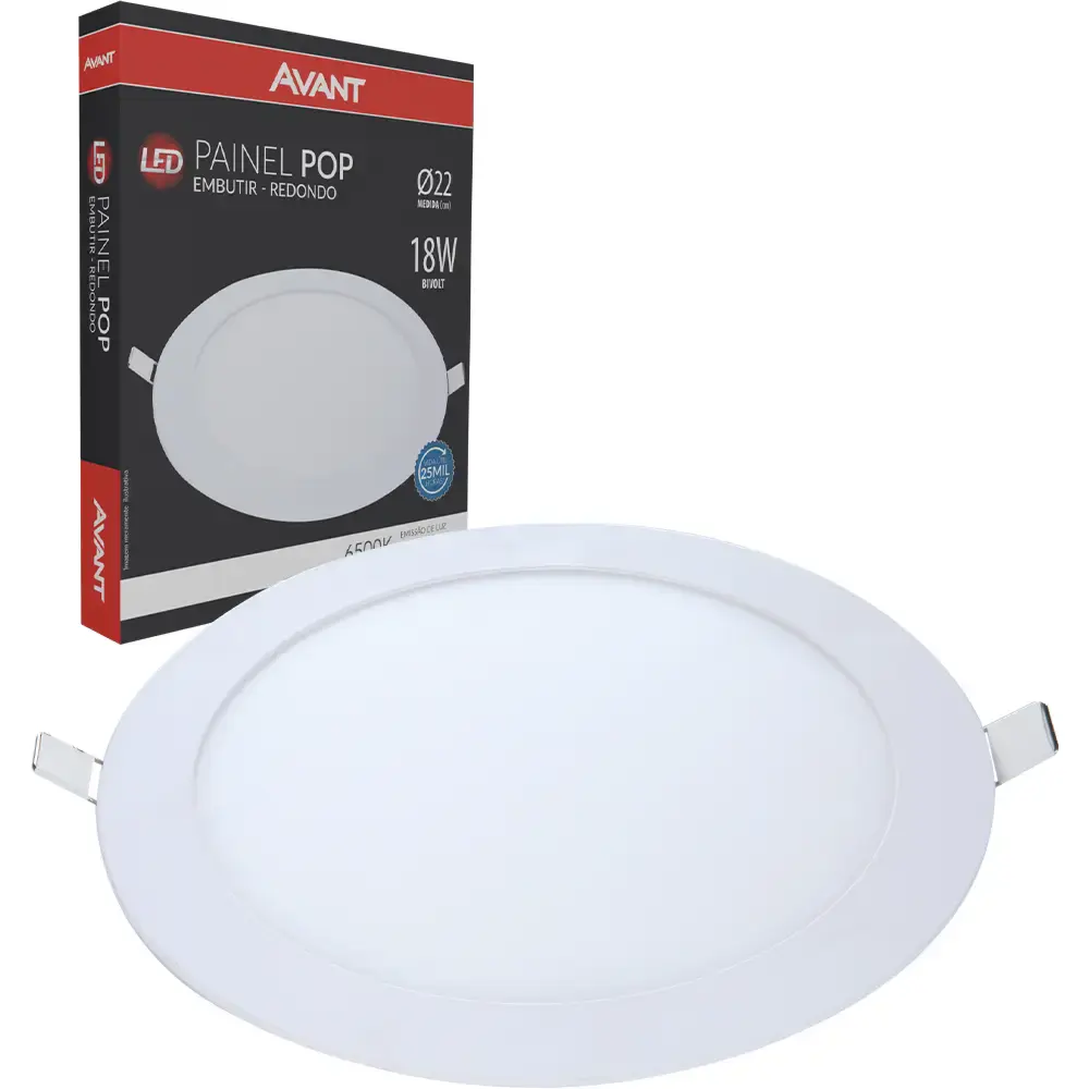 Luminária led embutir 18W plafón redondo 6500K bivolt Avant