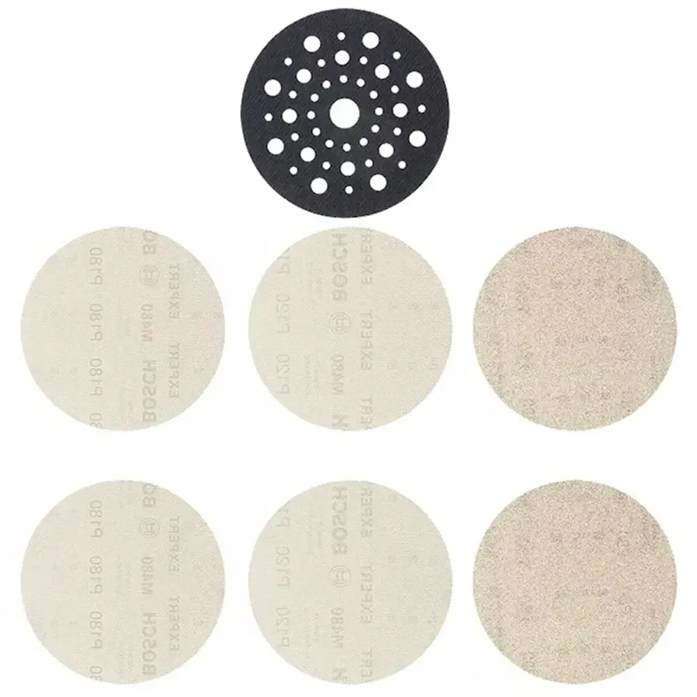 Starter Kit EXPERT M480 125 mm 6 discos 2xG80 2xG120 2xG180 + 1 prato de borracha BOSCH