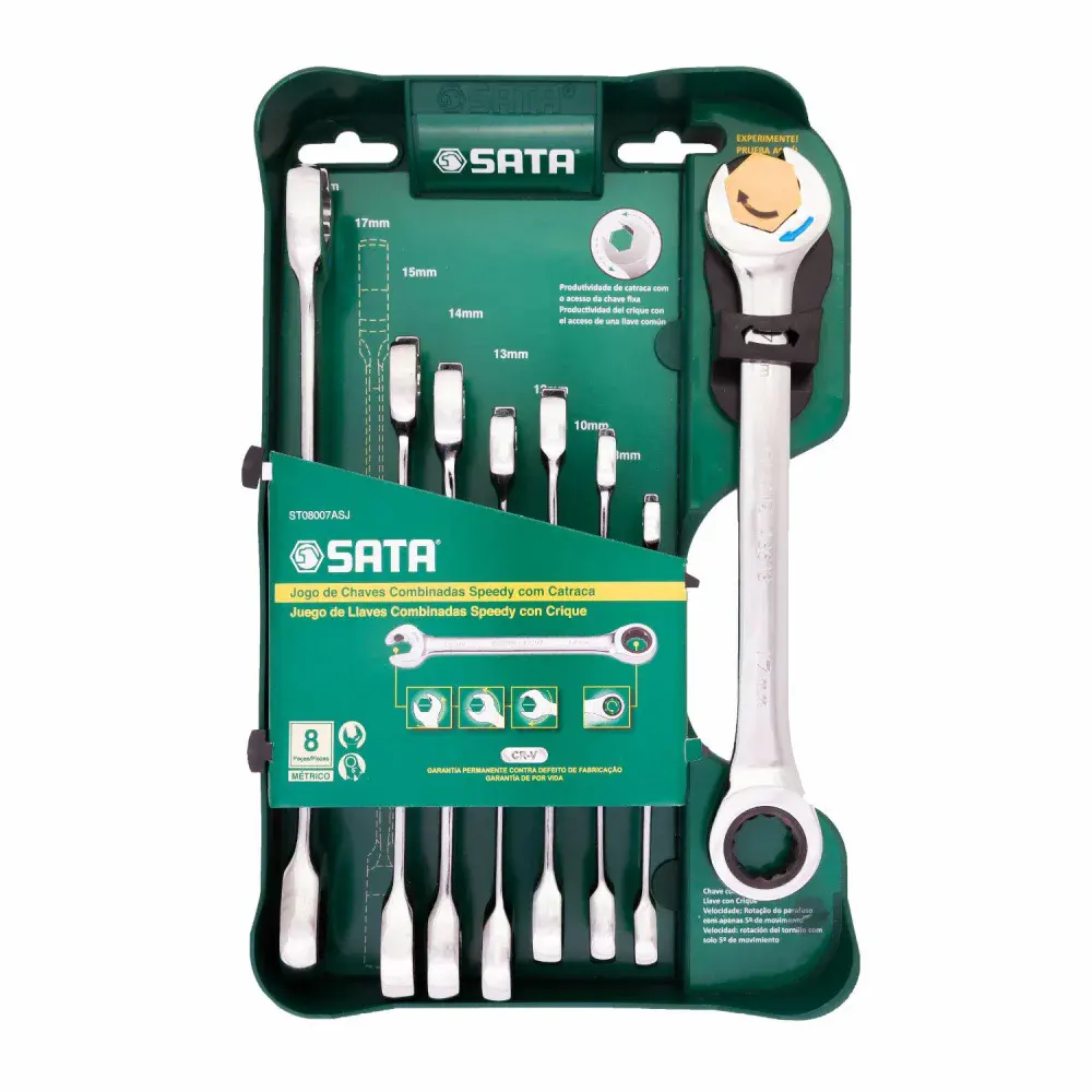 Jogo de chaves combinadas speedy com catraca 8 a 19MM ST08007ASJ Sata