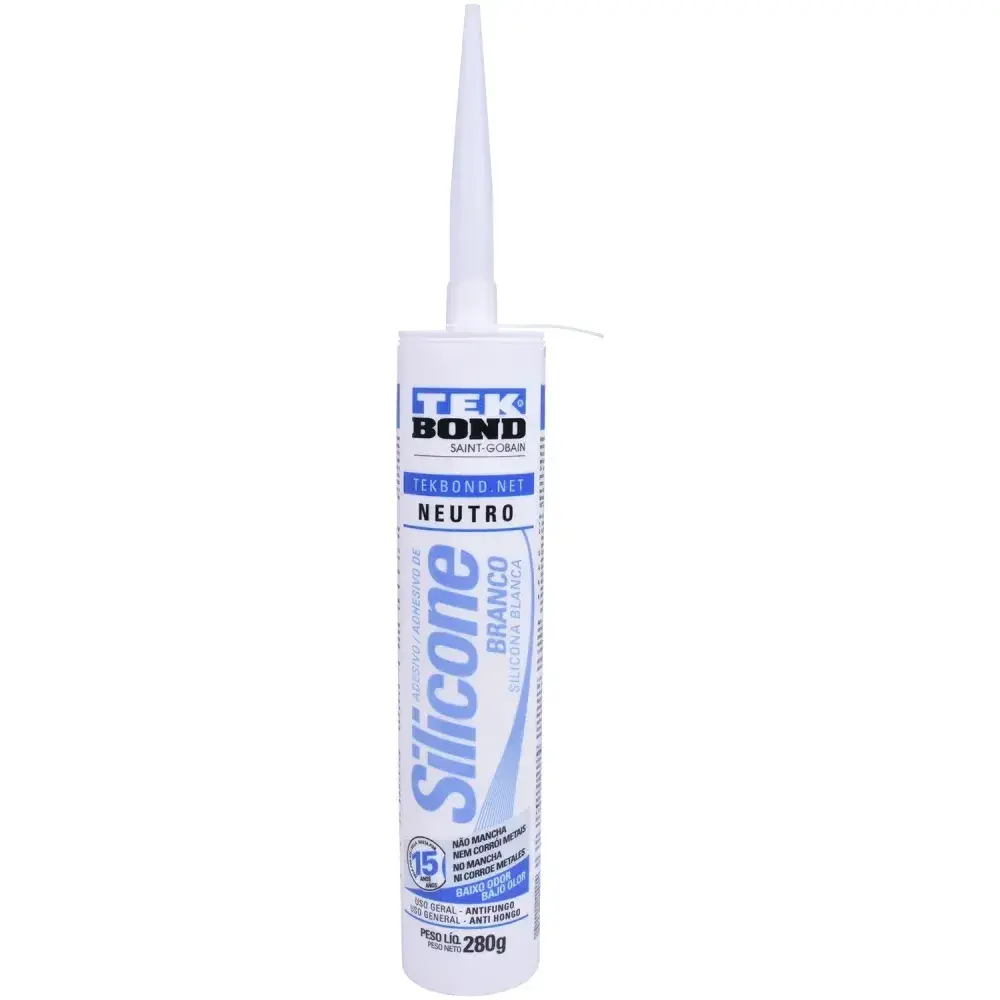 Silicone neutro branco tubo 280GR Tekbond — fotografia 6
