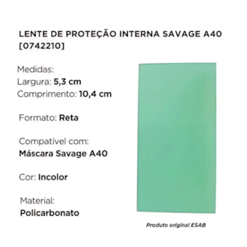 Lente de proteção interna para máscara savage A40 0742210 Esab — fotografia 2