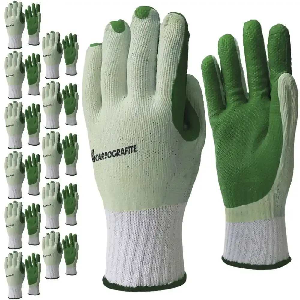 Luva de proteção industrial super grip com 12 pares Carbografite GG — fotografia de referência