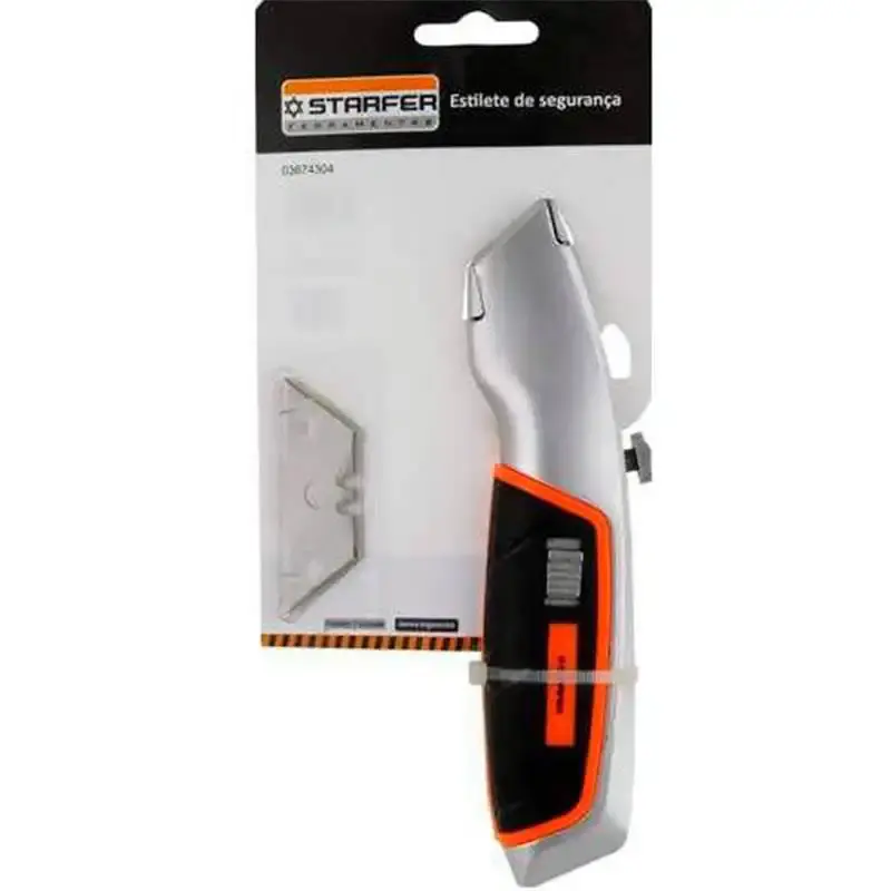 Estilete de segurança trapezoidal profissional com 3 lâminas Starfer — fotografia 3
