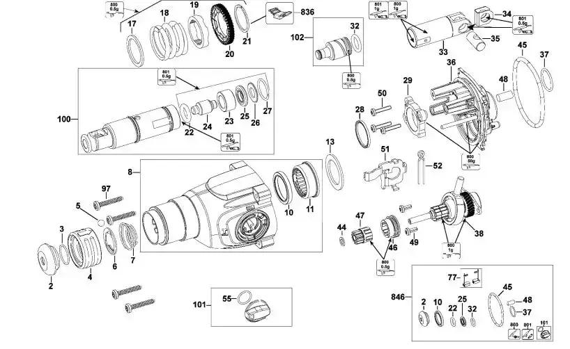 Caixa engrenagem martelete D25133 Dewalt - N417731 — fotografia de referência