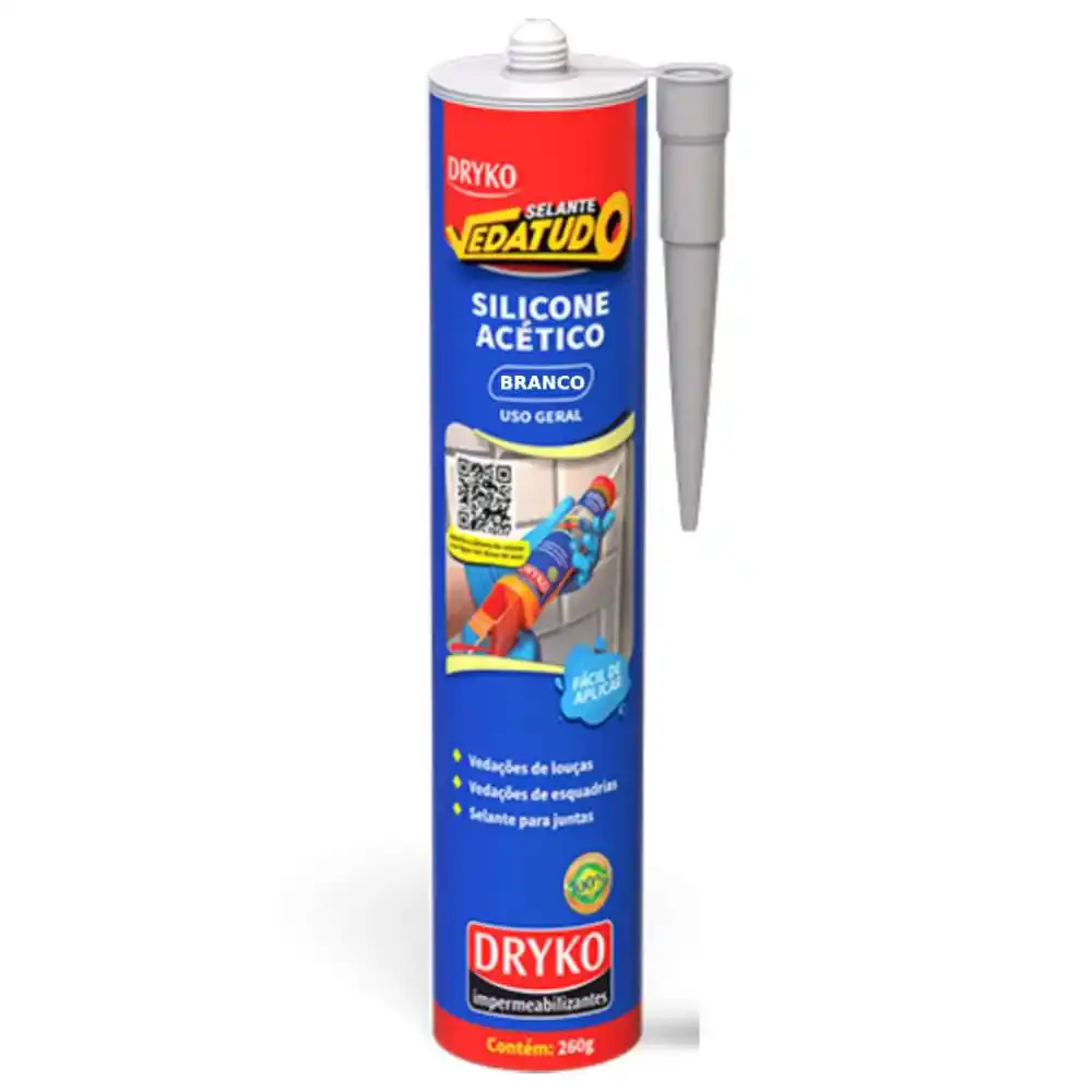Silicone Acético Branco Vedatudo 260 g DRYKO