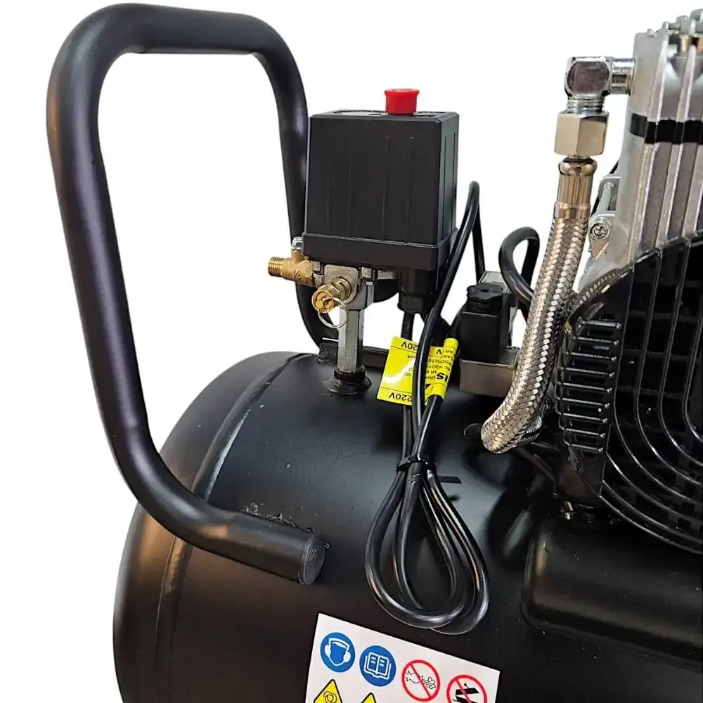 Compressor de ar portátil silencioso 10 pés 1 HP 50 litros isento de óleo 1200X2-50L Compbrasil 220 V — fotografia 8
